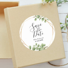 Kleurrijke Botanische Blad Huwelijk Opslag Kaart Ronde Sticker