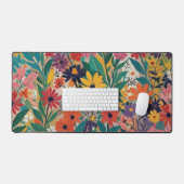 Kleurrijke Botanische Bloemen Wall Art Bureaumat (Keyboard & Muis)