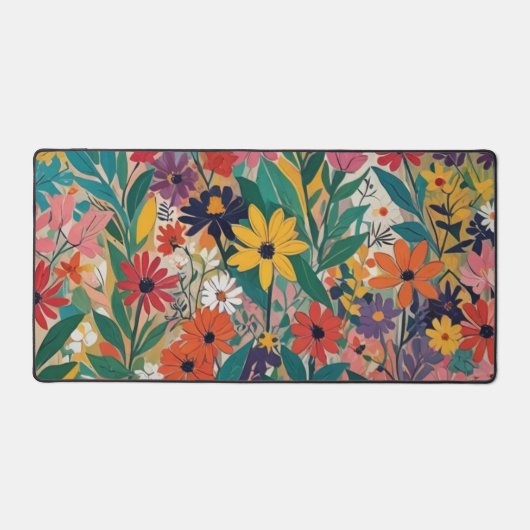 Kleurrijke Botanische Bloemen Wall Art Bureaumat (Voorkant)