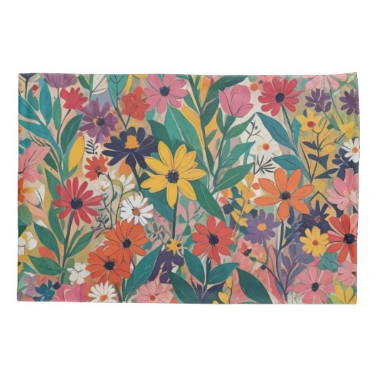 Kleurrijke Botanische Bloemen Wall Art Kussensloop (Achterkant)