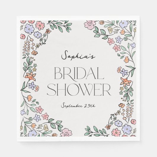 Kleurrijke botanische bruidsbruiloft servetten (Voorkant)