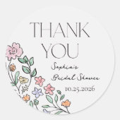 Kleurrijke botanische bruidsdouche bedankkaartjes ronde sticker (Voorkant)
