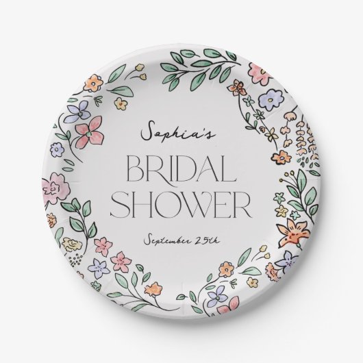 Kleurrijke botanische bruidsdouche papieren borden papieren bordje (Voorkant)