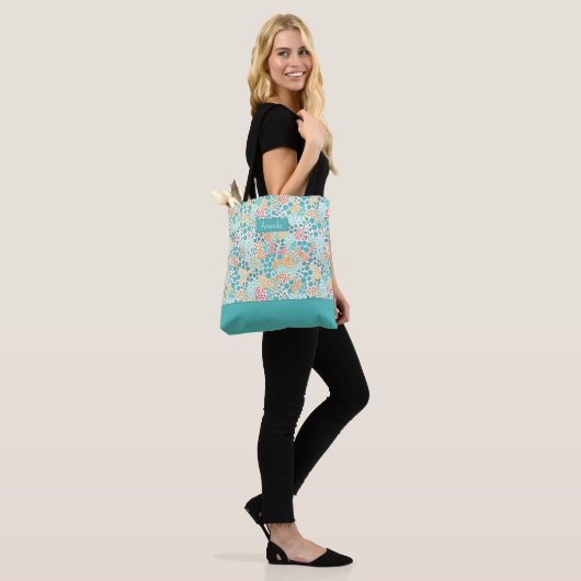 Kleurrijke botanische Canvas tas (Op model)