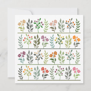 Kleurrijke Botanische Herbarium Planten Feestdagenkaart