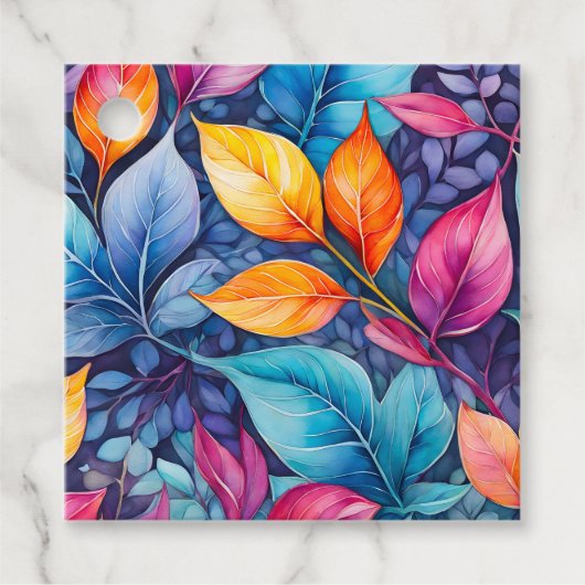 Kleurrijke Botanische Kunst Cadeaublaadjes Bedankjes Labels (Voorkant)