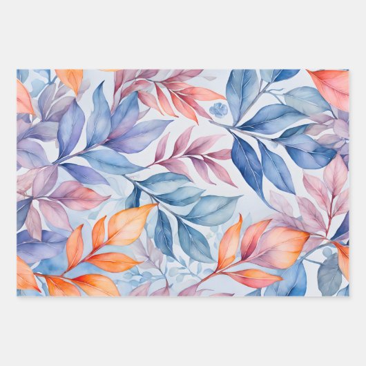 Kleurrijke Botanische Kunst Inpakpapier Bladen (Voorkant 3)