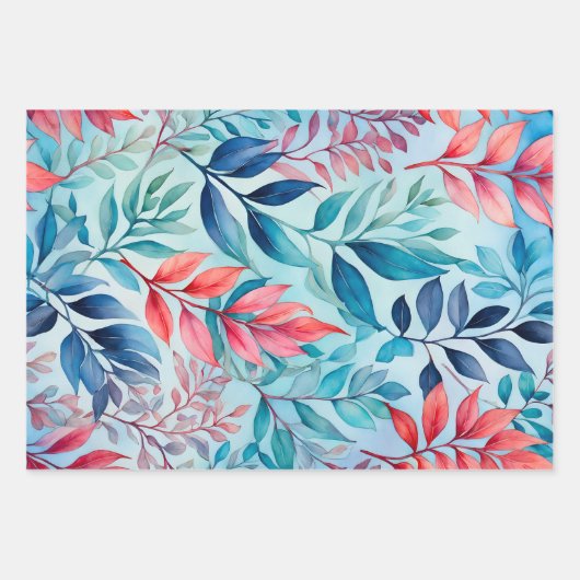 Kleurrijke Botanische Kunst Inpakpapier Bladen (Voorkant 2)