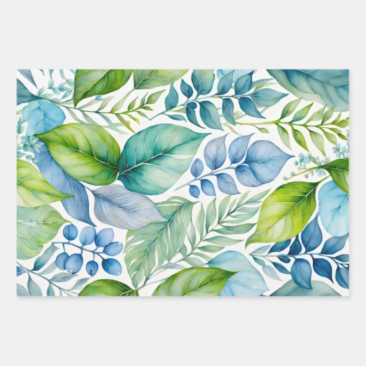 Kleurrijke Botanische Kunst Inpakpapier Bladen (Voorkant 3)