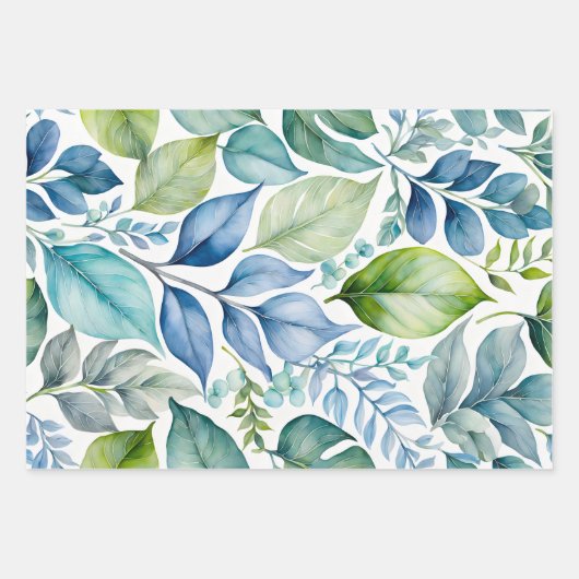 Kleurrijke Botanische Kunst Inpakpapier Bladen (Voorkant 2)