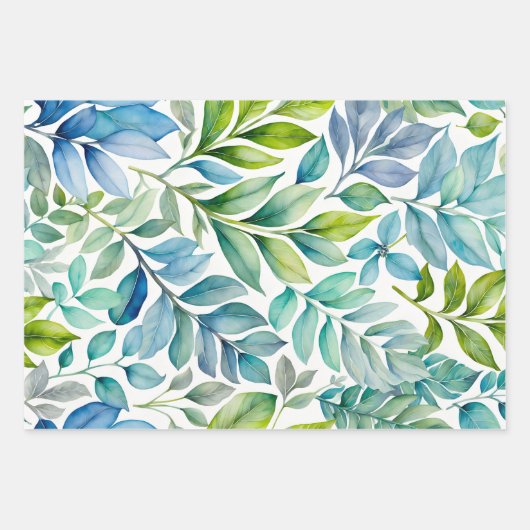 Kleurrijke Botanische Kunst Inpakpapier Bladen Vel (Voorkant)