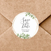 Kleurrijke Botanische Leaf Bruiloft Save The Date Ronde Sticker