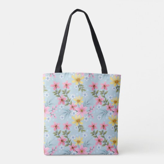 Kleurrijke botanische lente bloem tas (Achterkant)