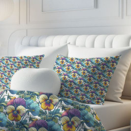 Kleurrijke Botanische Lente Pansy Bloemen Patroon Kussensloop