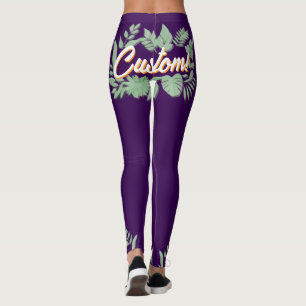 Kleurrijke botanische levendige tekst ontwerp leggings