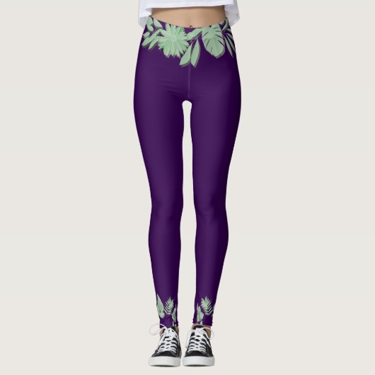 Kleurrijke botanische levendige tekst ontwerp leggings (Voorkant)