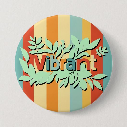 Kleurrijke botanische levendige tekst ontwerp ronde button 7,6 cm (Voorkant)