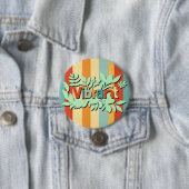 Kleurrijke botanische levendige tekst ontwerp ronde button 7,6 cm (In situ)