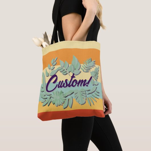 Kleurrijke botanische levendige tekst ontwerp tote bag (Dichtbij)