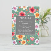 Kleurrijke botanische met groene achtergrond bruil kaart (Staand voorkant)