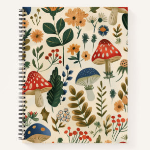 Kleurrijke botanische paddenstoel notitieboek