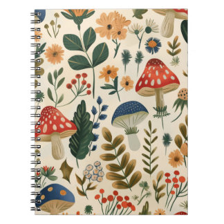 Kleurrijke  botanische paddenstoel notitieboek