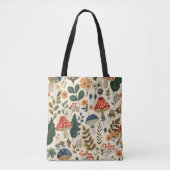 Kleurrijke  botanische paddenstoel tote bag (Voorkant)