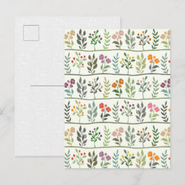 Kleurrijke Botanische Rhapsodie Bloemensilhouet Briefkaart