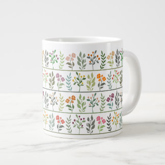 Kleurrijke Botanische Streep Bloemrijke Tuinkunst Grote Koffiekop