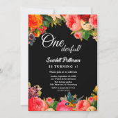 Kleurrijke Botanische Tuin Boho Bloemen 1e Verjaar Kaart (Voorkant)