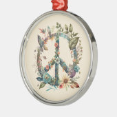Kleurrijke botanische vrede symbool hippie stijl metalen ornament (Links)