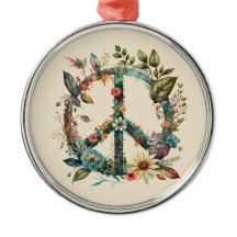 Kleurrijke botanische vrede symbool hippie stijl