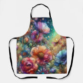 Kleurrijke  Botanische Waterverf Bloemen Schort (Voorkant)
