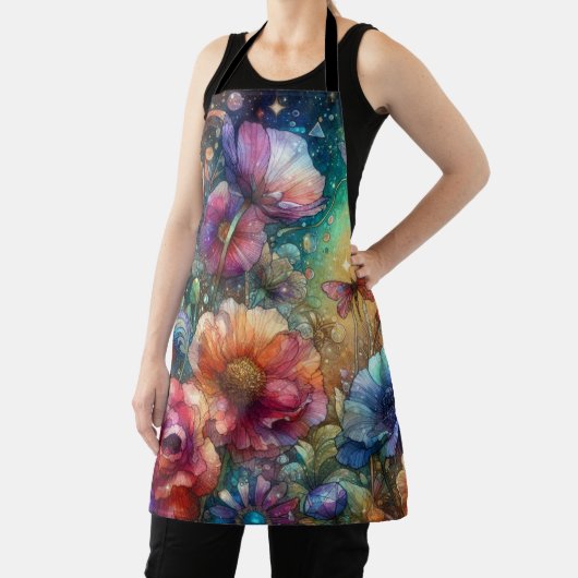 Kleurrijke  Botanische Waterverf Bloemen Schort (Insitu)