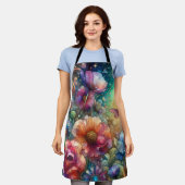 Kleurrijke  Botanische Waterverf Bloemen Schort (Gedragen)
