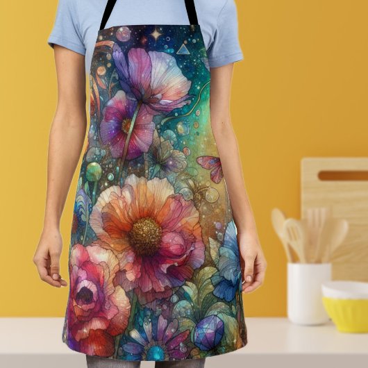 Kleurrijke  Botanische Waterverf Bloemen Schort