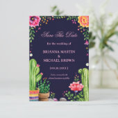 Kleurrijke botanische woestijn Romantisch Mexicaan Save The Date (Staand voorkant)