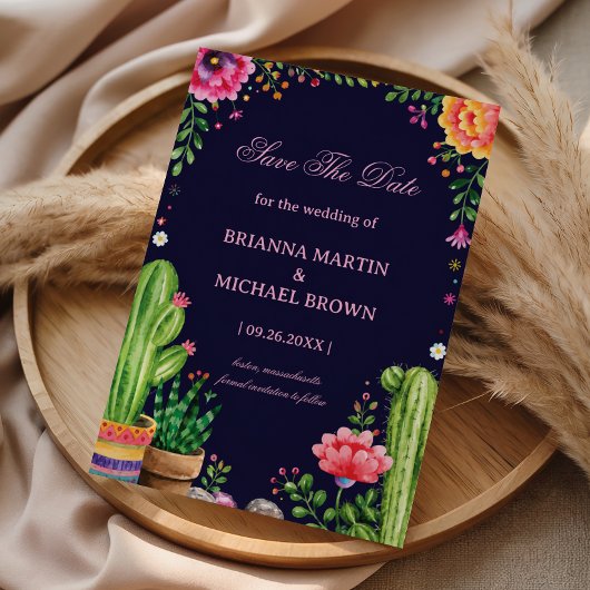 Kleurrijke botanische woestijn Romantisch Mexicaan Save The Date