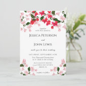 Kleurrijke Bougainvillea Bloem Bruiloft Uitnodigin Kaart (Staand voorkant)