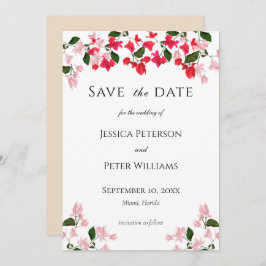 Kleurrijke Bougainvillea Save the Date Kaart