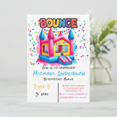 Kleurrijke Bounce House Verjaardag Bash Kaart (Staand voorkant)