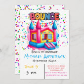 Kleurrijke Bounce House Verjaardag Bash Kaart (Voorkant / Achterkant)