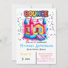 Kleurrijke Bounce House Verjaardag Bash Kaart