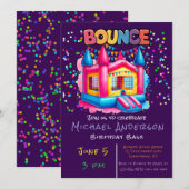 Kleurrijke Bounce House Verjaardag Bash Kaart (Voorkant / Achterkant)