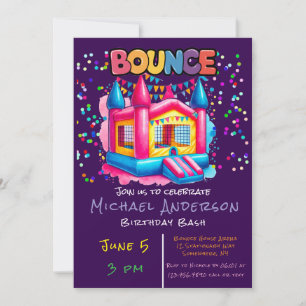 Kleurrijke Bounce House Verjaardag Bash Kaart