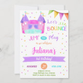 Kleurrijke Bounce House verjaardagsuitnodiging Kaart (Voorkant)