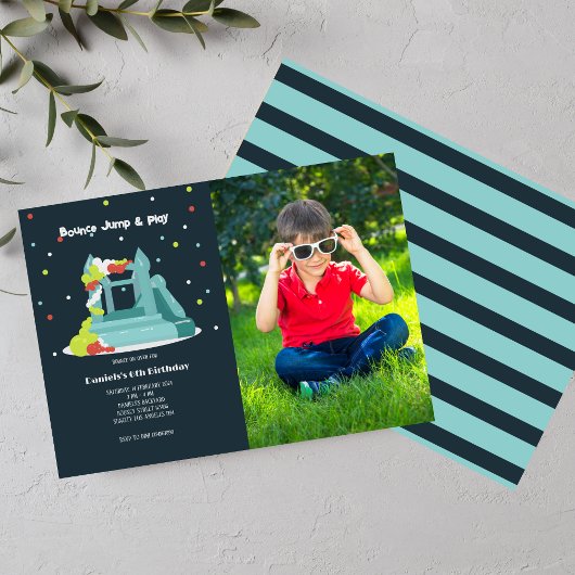 Kleurrijke Bounce Verjaardagsfeestfoto Kaart