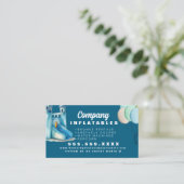 Kleurrijke Bouncy House Party Waterverf Blauw Visitekaartje (Staand voorkant)