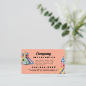 Kleurrijke Bouncy House Party Waterverf Peach Visitekaartje (Staand voorkant)