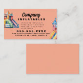 Kleurrijke Bouncy House Party Waterverf Peach Visitekaartje (Voorkant / Achterkant)